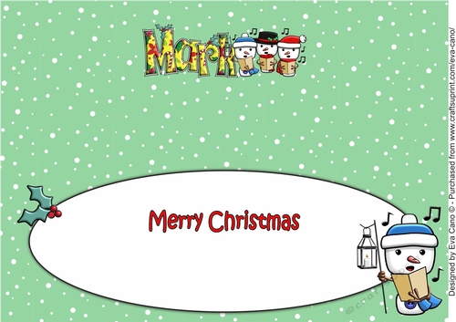 Jolly Snowmen Christmas Carolling MARK large dl insert