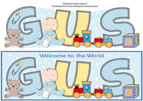 New Baby Boy GUS with Cute Baby & Bottle large dl
