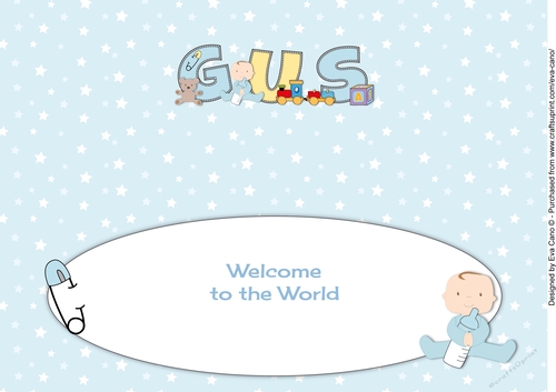 New Baby Boy GUS with Cute Baby & Bottle large dl insert