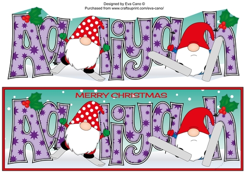Christmas Gnomes skiing AALIYAH large dl