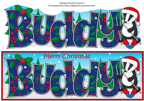 Christmas Billy the Badger Skiing BUDDY large dl