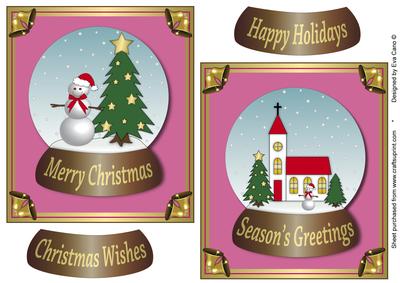 Christmas Snow Globes Toppers Pink