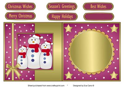Snowman Family Fold Back Pink