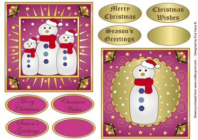 Snowmen Toppers Pink