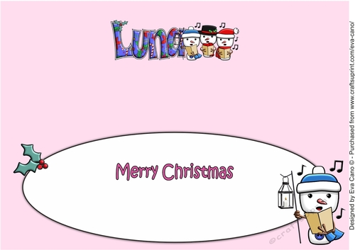Jolly Snowmen Christmas Carolling LUNA large dl insert
