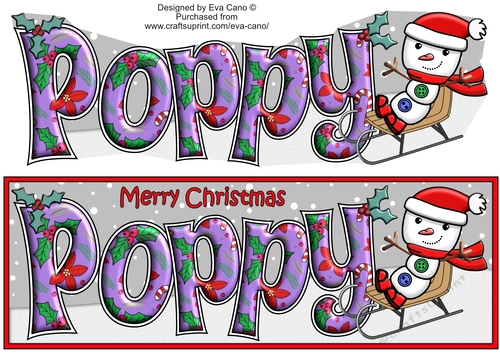 Jolly Snowman on Sledge POPPY large dl