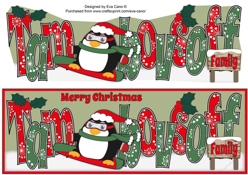 Christmas Fat Penguin Snowboarding TAMBOVSOFF FAMILY large dl