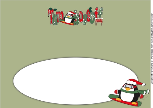 Christmas Fat Penguin Snowboarding TAMBOVSOFF FAMILY large dl insert