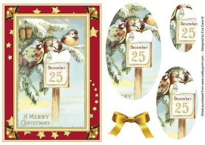 Vintage Christmas Birds on Post Red