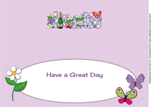 Flowers, champagne and Funny Butterflies AUNTIE large dl insert