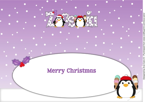 Christmas Fat Penguins Eating Ice Cream ZOSIA large dl insert