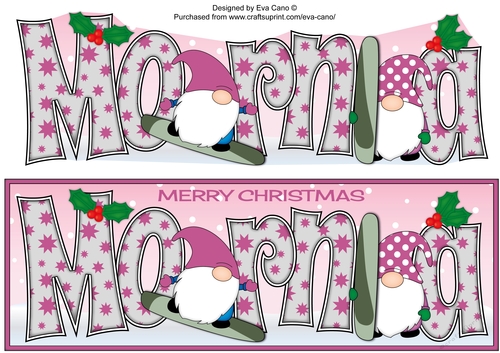 Christmas Gnomes snowboarding MORNA large dl