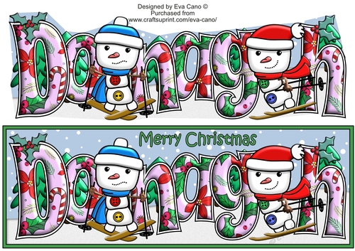 Jolly Snowman and Friend Skiing DONAGH large dl