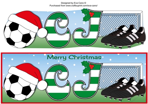 Xmas Football Boots & Football C J in green & white large dl