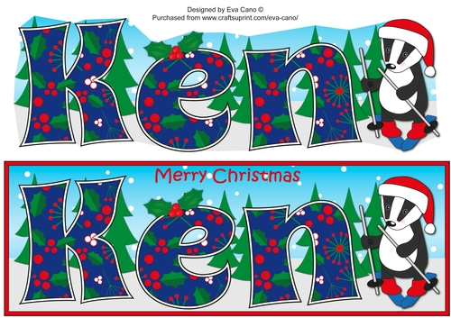 Christmas Billy the Badger Skiing KEN large dl