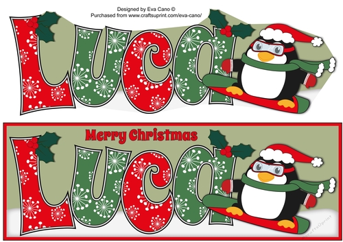 Christmas Fat Penguin Snowboarding LUCA large dl
