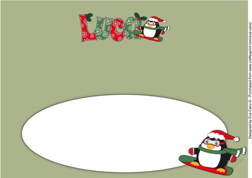 Christmas Fat Penguin Snowboarding LUCA large dl insert