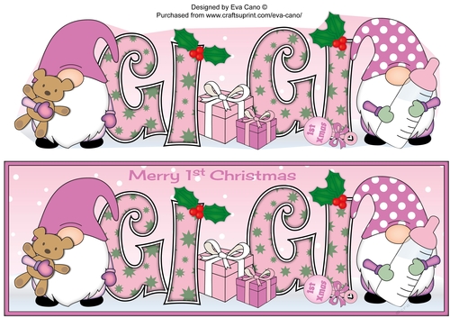 First Christmas Gnomes with baby bottle GI GI large dl