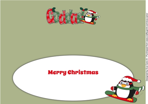 Christmas Fat Penguin Snowboarding GODDAD large dl insert