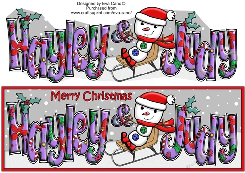Jolly Snowman on Sledge HAYLEY & JUDY large dl
