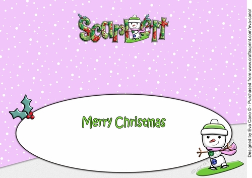 Jolly Snowman Snowboarding SCARLETT large dl insert