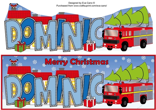 Christmas Fire Engine DOMINIC large dl