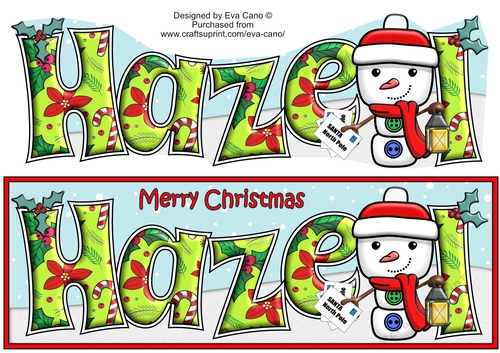 Jolly Snowman with letters to Santa HAZEL large dl