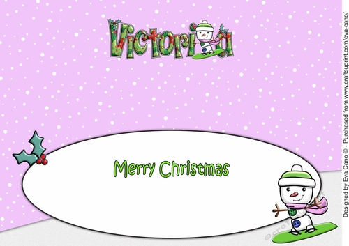 Jolly Snowman Snowboarding VICTORIA large dl insert