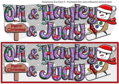 Jolly Snowman on Sledge OLI & HAYLEY & JUDY large dl