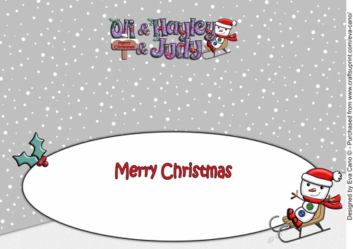 Jolly Snowman on Sledge OLI & HAYLEY & JUDY large dl insert