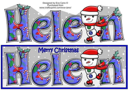 Jolly Snowman Skating HELEN large dl