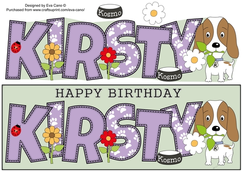 Kosmo the Dog Flowers KIRSTY large dl