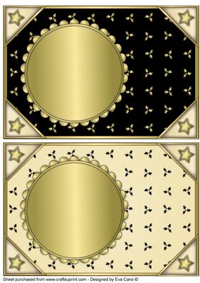 Christmas Blank Card Fronts Black and Cream
