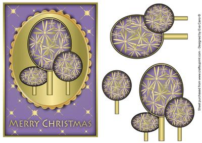 Modern Christmas Trees Decoupage Lilac