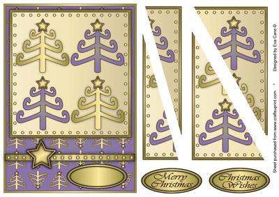 Funky Christmas Trees Card Front Lilac