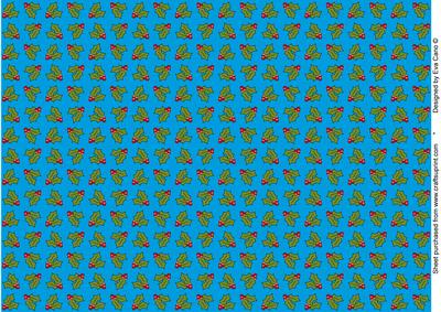 Christmas Holly Paper (cyan)