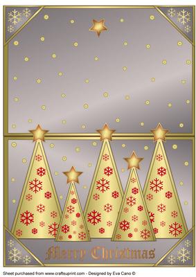 Snowflakes Christmas Trees Over the Edge Grey