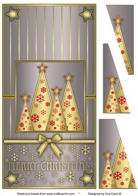 Snowflakes Christmas Trees Vertical Fold Back Grey