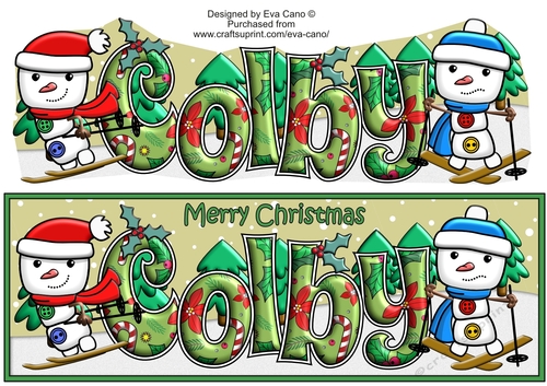 Jolly Snowman and Friend Skiing COLBY large dl