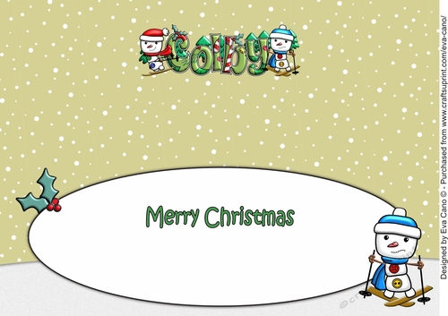 Jolly Snowman and Friend Skiing COLBY large dl insert