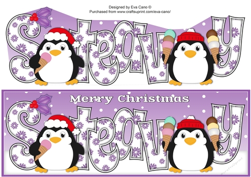 Christmas Fat Penguins Eating Ice Cream STEAVY large dl