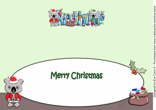 Christmas Koala Santa and Helper ARTHUR large dl insert