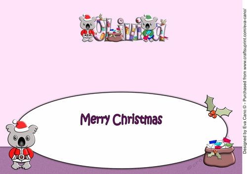 Christmas Koala Santa and Helper OLIVIA large dl insert