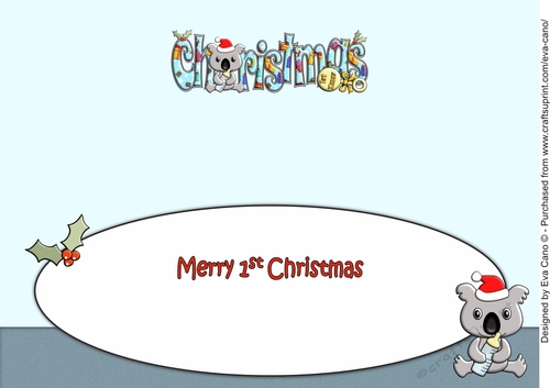 First Christmas Baby Koala CHRISTMAS large dl 2 insert