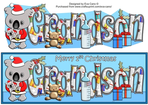 First Christmas Koala Santa with baby GRANDSON large dl