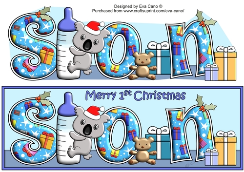 First Christmas Baby Koala and bottle SON large dl