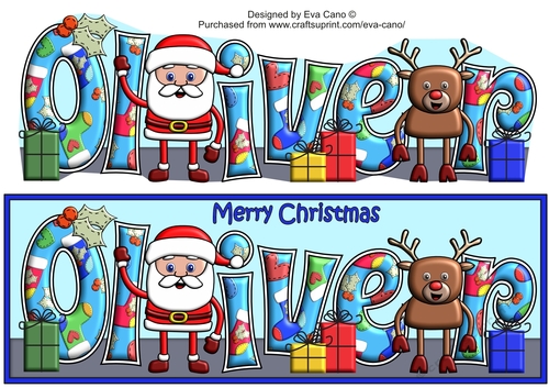 Smiley Santa and Rudolf OLIVER large dl