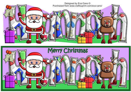 Smiley Santa and Rudolf HANNAH large dl