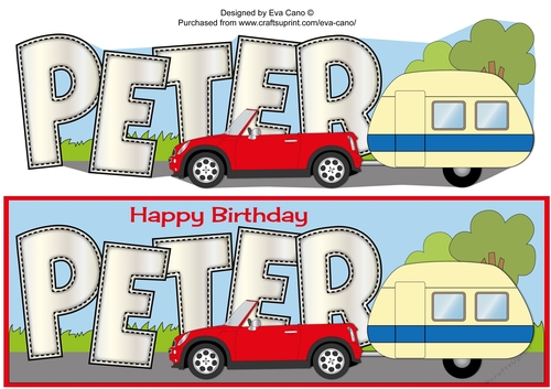 Red Car & Caravan PETER large dl