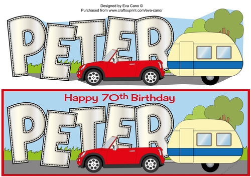 Red Car & Caravan PETER 70th large dl